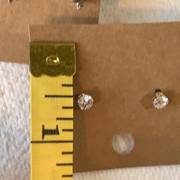 💐5/25 2 pair lot bundle small crystal stud earrings triple dangle black stones - Picture 7 of 8